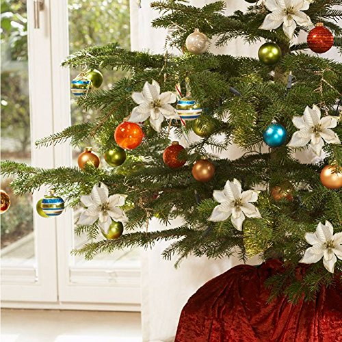 Gold Glitter Poinsettia Tree Decorations for Christmas Wedding Party