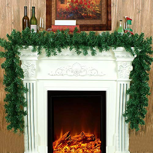 FlowersSea 8.9ft Christmas Garland Decoration Victorian Style Indoor Long Green Pine Garlands Xmas Festive for Stair Fireplaces (1Pc)