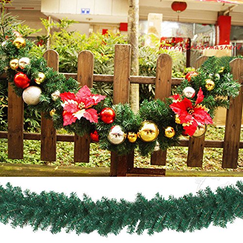 FlowersSea 8.9ft Christmas Garland Decoration Victorian Style Indoor Long Green Pine Garlands Xmas Festive for Stair Fireplaces (1Pc)