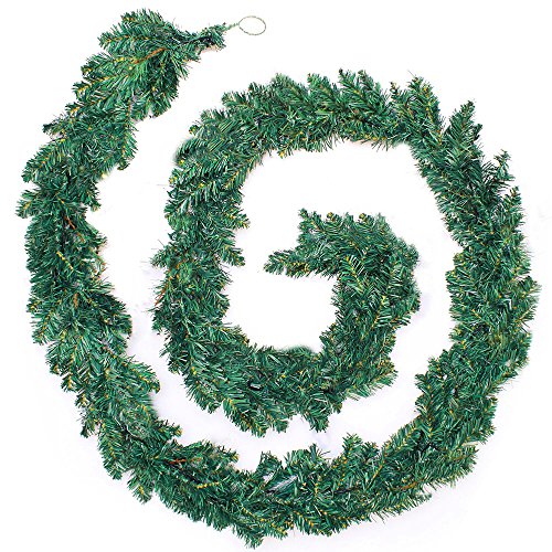 FlowersSea 8.9ft Christmas Garland Decoration Victorian Style Indoor Long Green Pine Garlands Xmas Festive for Stair Fireplaces (1Pc)