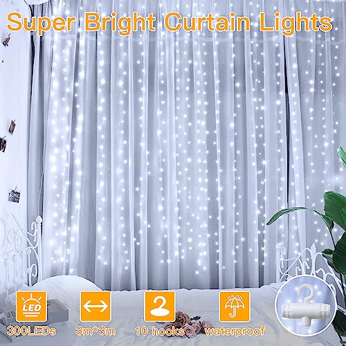 Christmas ZeMu Curtain Fairy Lights, Waterproof LED
