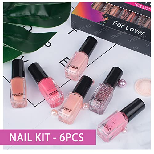 Nail Polish Set - Nude Color Nail Polishes Quick Dry & Long Lasting Pink Nail Varnish No Need Cure Nail Paint for DIY Nail Art Manicure at Home