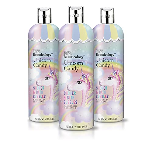 Baylis & Harding Beauticology Shower & Bath Bubbles, Unicorn Candy, 500ml, (Pack of 3) - Vegan Friendly
