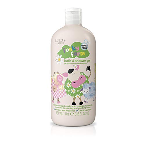 Baylis & Harding Funky Farm Kids Bathtime Bath and Shower Gel 1 Litre, (Pack of 4) - Vegan Friendly