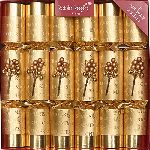 Handmade Gold Wreath Christmas Crackers - 6 Pack