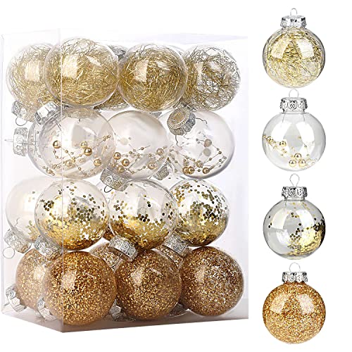 Sparkling Gold Christmas Baubles: Tree Decor (7cm/24pcs)