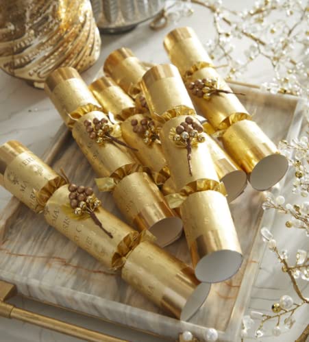 Handmade Gold Wreath Christmas Crackers - 6 Pack
