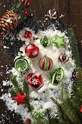 70pcs Shatterproof Christmas Baubles in Red, Green, and White