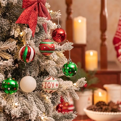 30pcs Country Red, Green & White Christmas Baubles
