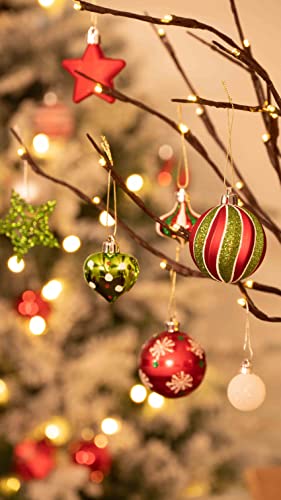 70pcs Shatterproof Christmas Baubles in Red, Green, and White