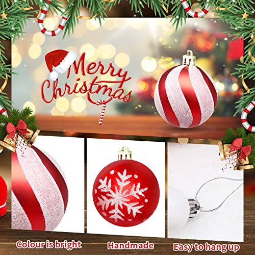 Christmas Baubles Set: 44 PCS Red and White