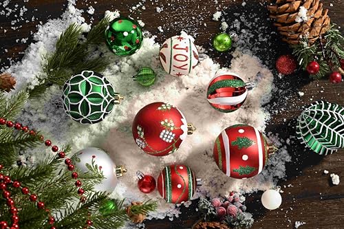 30pcs Country Red, Green & White Christmas Baubles