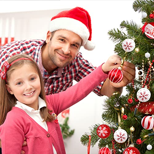 Christmas Baubles Set: 44 PCS Red and White