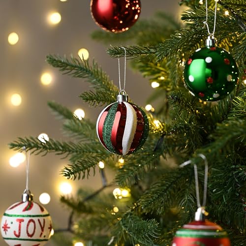30pcs Country Red, Green & White Christmas Baubles