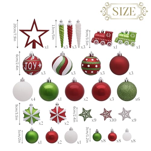 100pcs Shatterproof Christmas Baubles - Red, Green, White