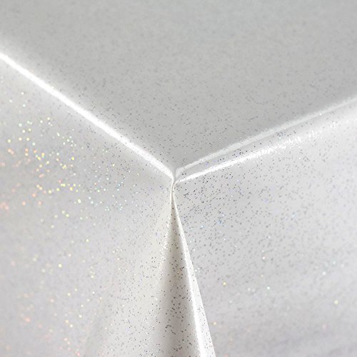 Glittery White PVC Tablecloth | 55" - 140 cm