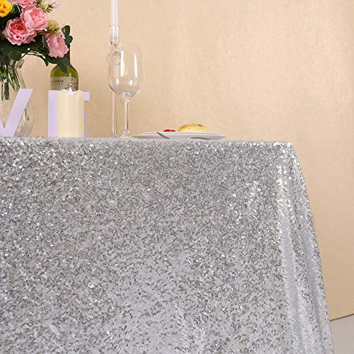 Glitter Silver Sequin Tablecloth - Perfect for Christmas!