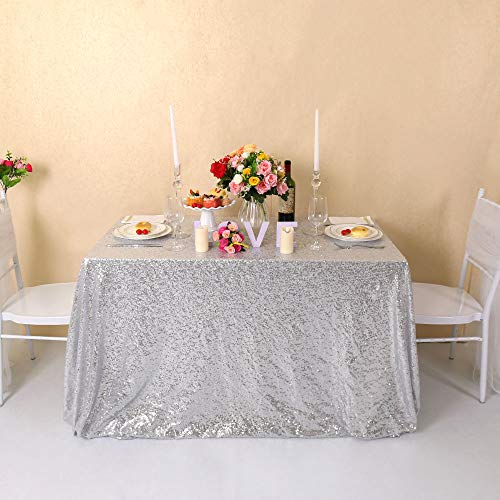 Glitter Silver Sequin Tablecloth - Perfect for Christmas!