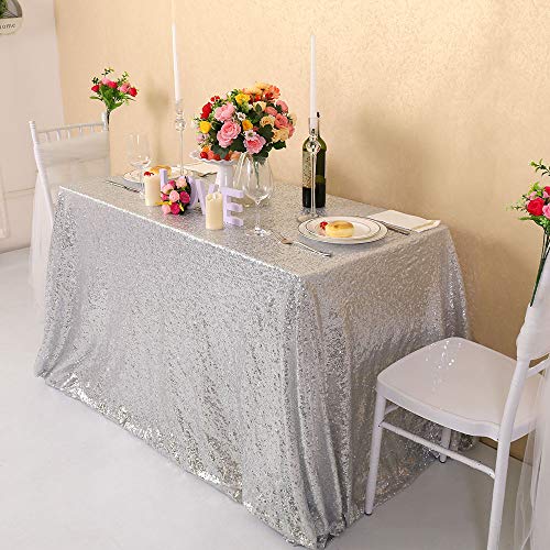 Glitter Silver Sequin Tablecloth - Perfect for Christmas!