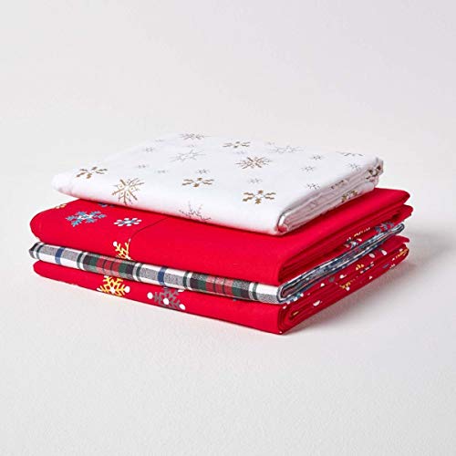 Christmas Snowflake Tablecloth - White/Gold - 100% Cotton, 54"x54