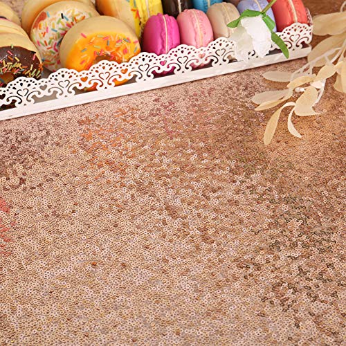Rose Gold Sparkly Sequin Rectangle Tablecloth for Christmas