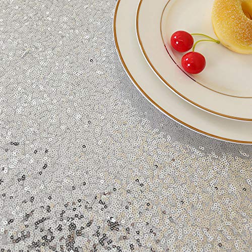 Glitter Silver Sequin Tablecloth - Perfect for Christmas!