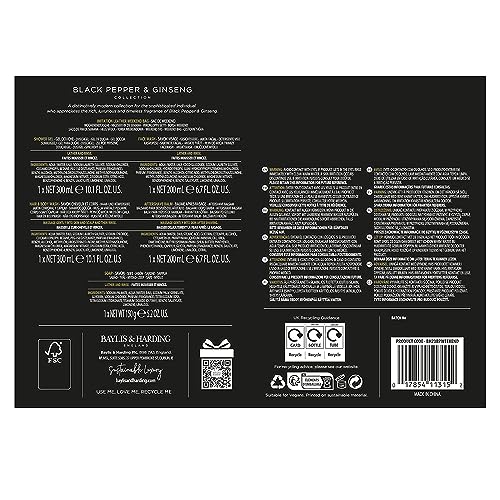 Baylis & Harding Black Pepper & Ginseng Men's Luxury Travel Bag Gift Set - Vegan Friendly