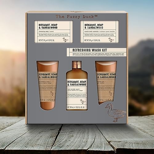 Baylis & Harding The Fuzzy Duck Bergamot, Hemp & Sandalwood Men's Luxury Grooming Gift Set - Vegan Friendly
