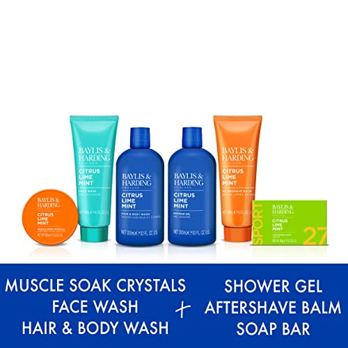 Baylis & Harding Men's Citrus Lime & Mint Invigorating Wash & Prep Set with Cooling Menthol Gift - Vegan Friendly