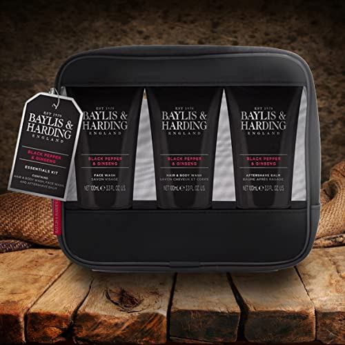 Baylis & Harding Signature Men's Black Pepper & Ginseng Wash Bag Gift Set - Vegan Friendly