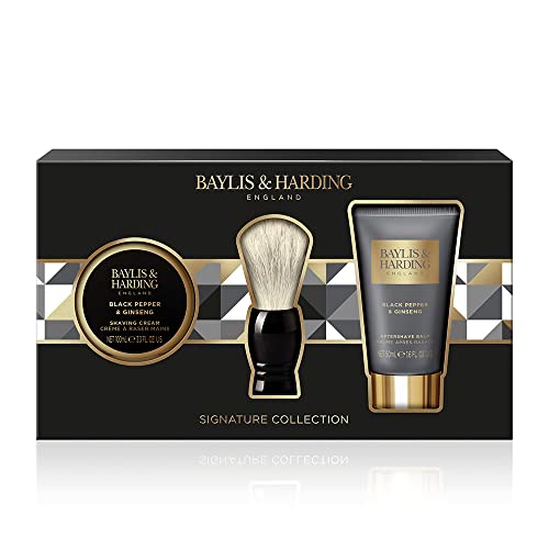 Baylis & Harding Signature Men's Black Pepper & Ginseng Luxury Shave Gift Set - Vegan Friendly