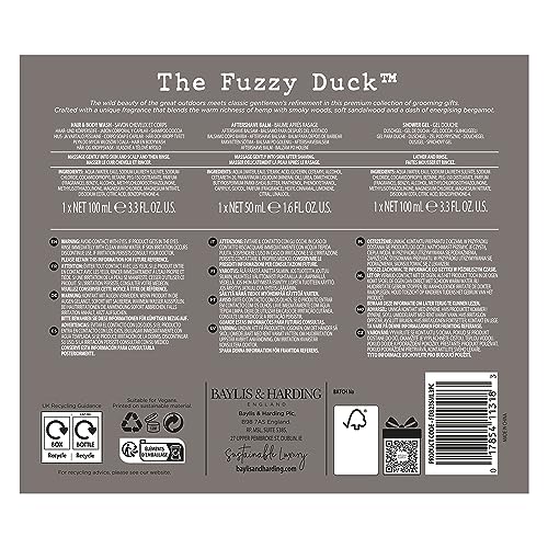 Baylis & Harding The Fuzzy Duck Bergamot, Hemp & Sandalwood Men's Luxury Mini Trio Gift Set - Vegan Friendly