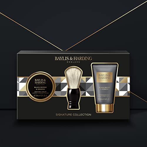 Baylis & Harding Signature Men's Black Pepper & Ginseng Luxury Shave Gift Set - Vegan Friendly