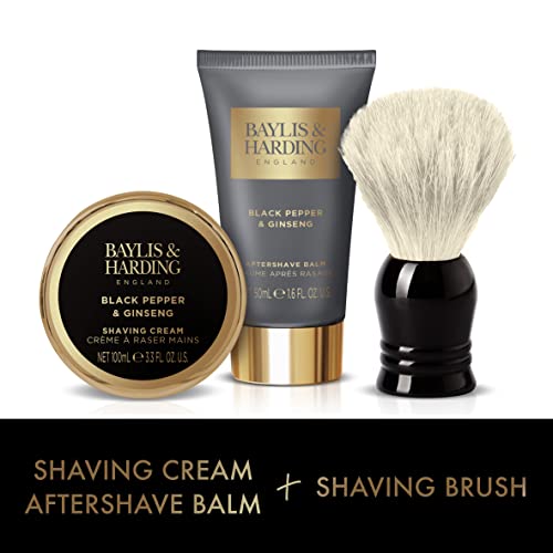 Baylis & Harding Signature Men's Black Pepper & Ginseng Luxury Shave Gift Set - Vegan Friendly