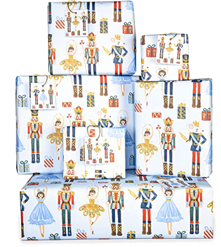 Eco-friendly Nutcracker Christmas Gift Wrap Set - Designed for All