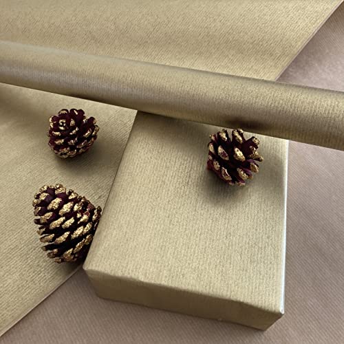 Natural Christmas Gold Kraft (Brown Backed) Gift Wrapping Paper (10 metres (rolled))