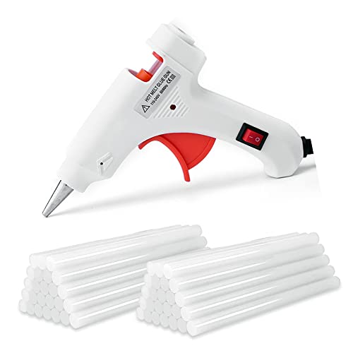 Hot Glue Gun, Mini Glue Gun for Crafting, 50pcs Glue Sticks, Fast Heating,for Kids Crafts,Festival DIY,Card, Plastic, Fabric, Home Office Repairing,20W,White