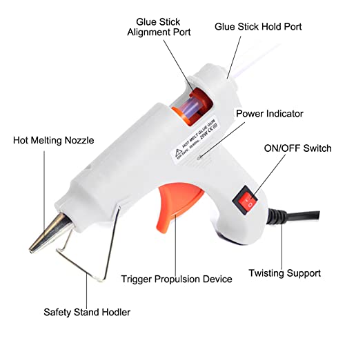 Hot Glue Gun, Mini Glue Gun for Crafting, 50pcs Glue Sticks, Fast Heating,for Kids Crafts,Festival DIY,Card, Plastic, Fabric, Home Office Repairing,20W,White