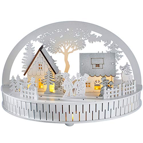 Festive Wooden Village Scene with 9 Warm White LEDs
