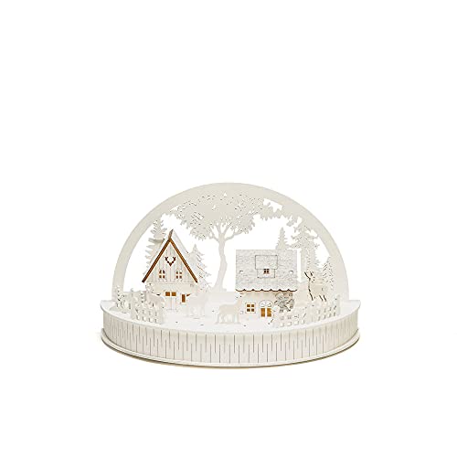 Christmas Village Silhouette with Reindeers & Warm White Diodes
