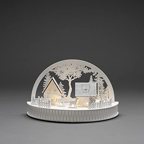 Christmas Village Silhouette with Reindeers & Warm White Diodes