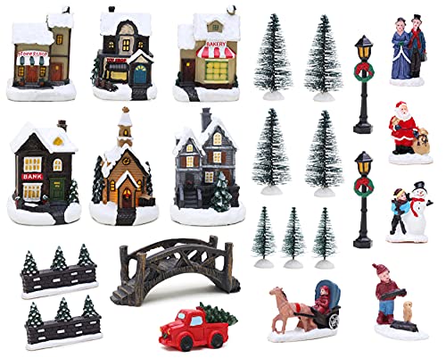 Traditional Christmas Village Scene - 25 LED Pieces