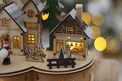 Christmas Wooden Village Scene with LED Lighting