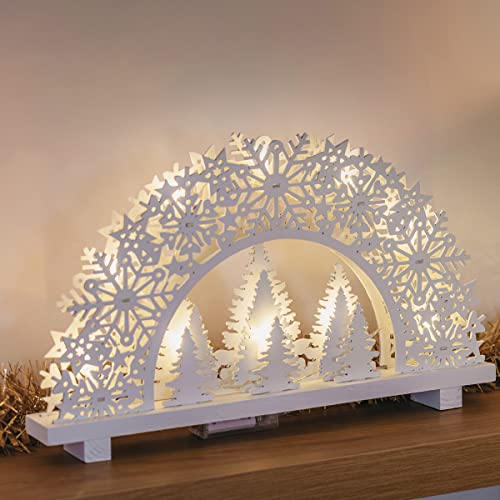Wooden Christmas Candle Bridge with Snowflake Decoration