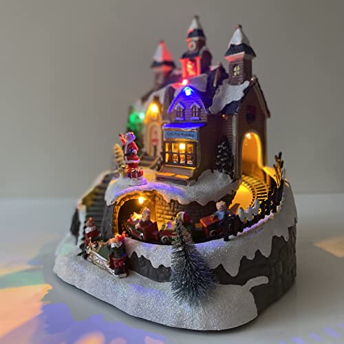 Santa Christmas Scene Ornament: Lights, Train, Sound