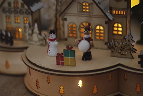 Christmas Wooden Village Scene with LED Lighting