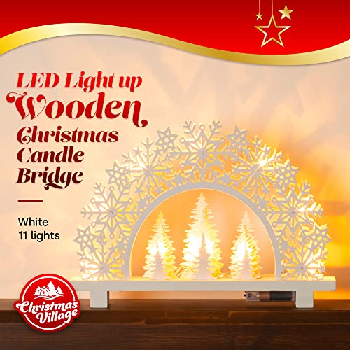 Wooden Christmas Candle Bridge with Snowflake Decoration
