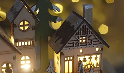 Christmas Wooden Village Scene with LED Lighting