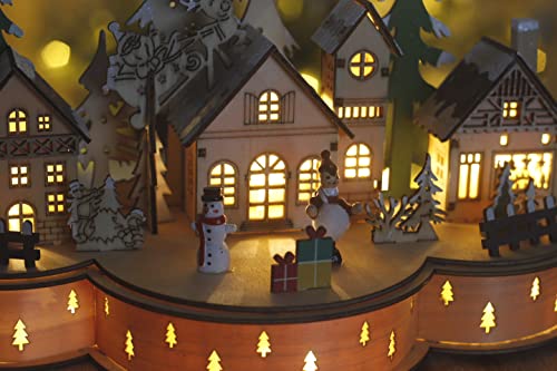Christmas Wooden Village Scene with LED Lighting