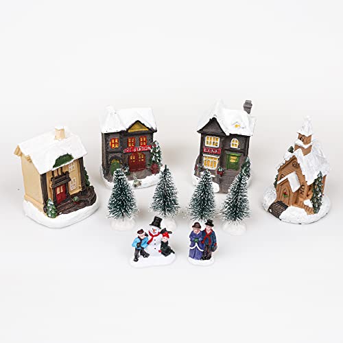 12-Piece Light Up Christmas Village Scene with LED Lights